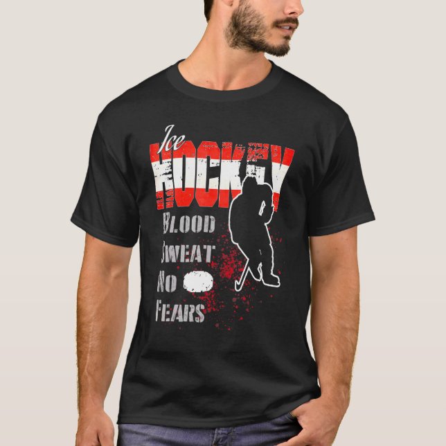 Austria Supporter Blood Sweat No Fears Ice Hockey T Shirt (Framsida)