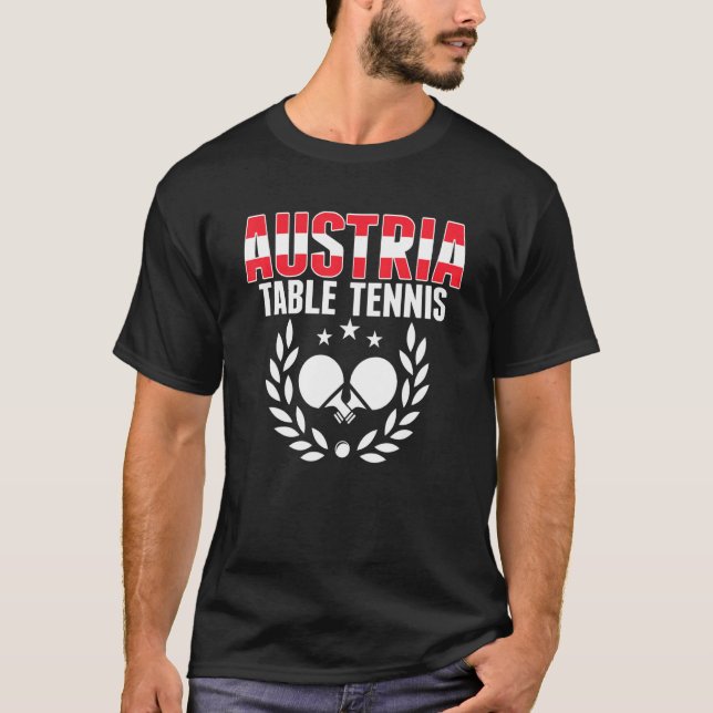 Austria Table Tennis   Austrian Ping Pong Supporte T Shirt (Framsida)