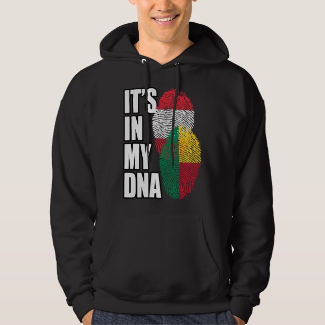 Austrian And Beninese Mix DNA Flag Heritage Hoodie (Framsida)