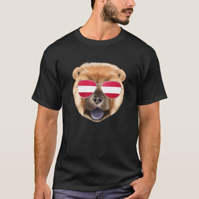 Austrian Flag Chow Chow Dog Austria Pocket T Shirt (Framsida)