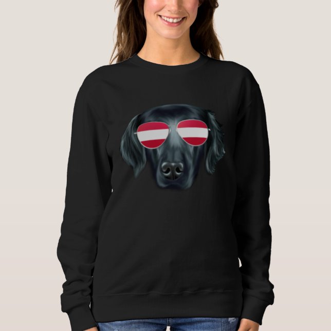 Austrian Flag Flat Coated Retriever Dog Austria Po T Shirt (Framsida)