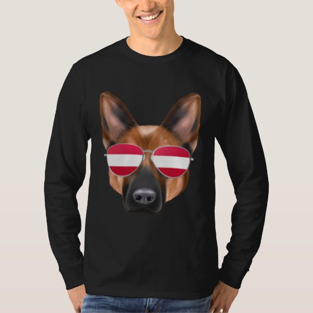 Austrian Flag German Shepherd Dog Austria Pocket T Shirt (Framsida)