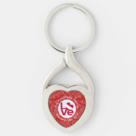 Austrian Flagga Heart Red KÄRLEK Twisted Heart Silverfärgad Nyckelring
