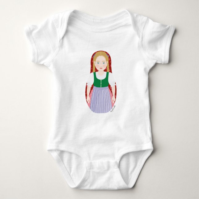 Austrian Matryoshka Baby Bodykostym Tee Shirt (Framsida)