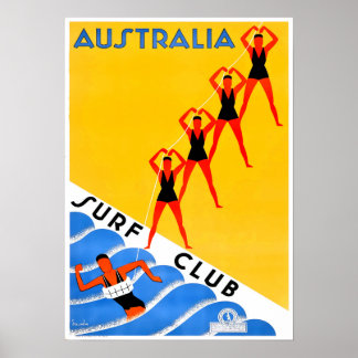 Austrlia Travel Poster Surfa Surfing Surfer