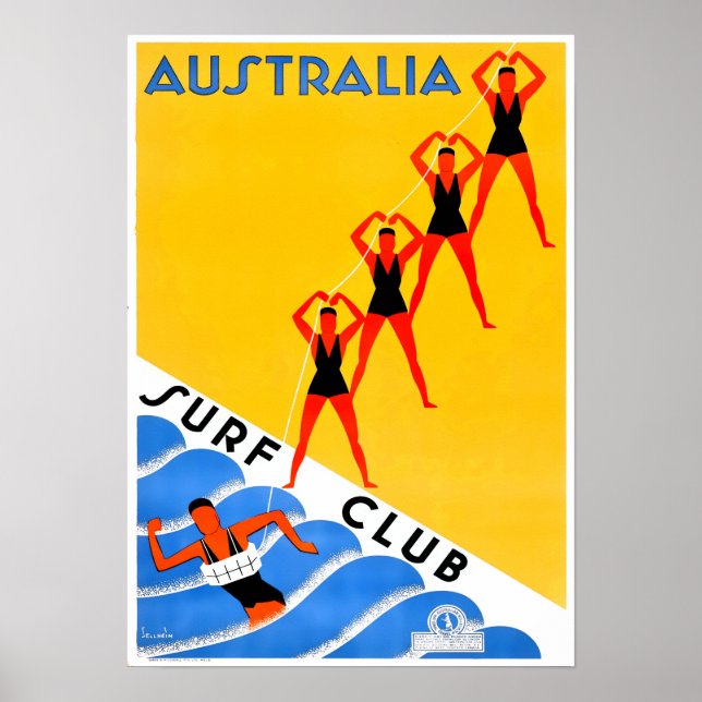 Austrlia Travel Poster Surfa Surfing Surfer (Framsidan)
