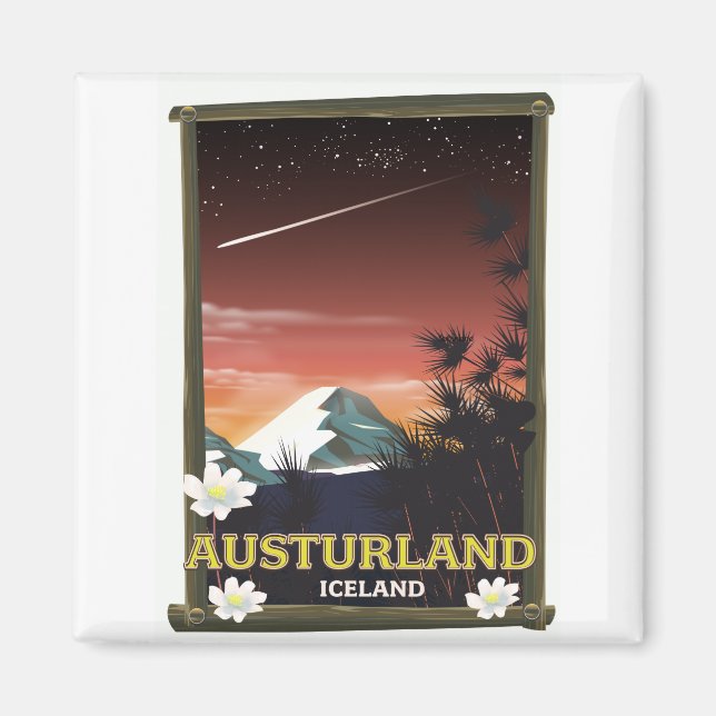 austurland Island Island researesaffiche Magnet (Framsidan)