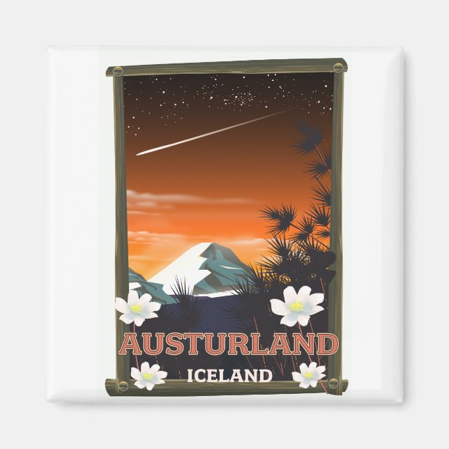 Austurland island-reseaffisch magnet (Framsidan)