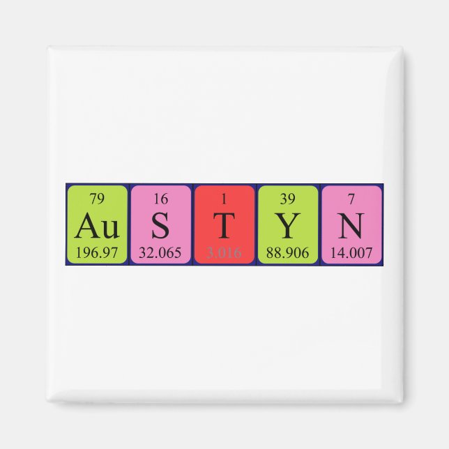 Austyn periodisk bord namn magnet (Framsidan)