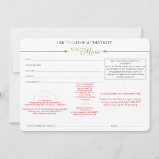 Autenticitetscertifikat Inbjudningar