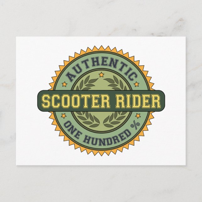 Autentiserad Scooter Rider Vykort (Framsida)