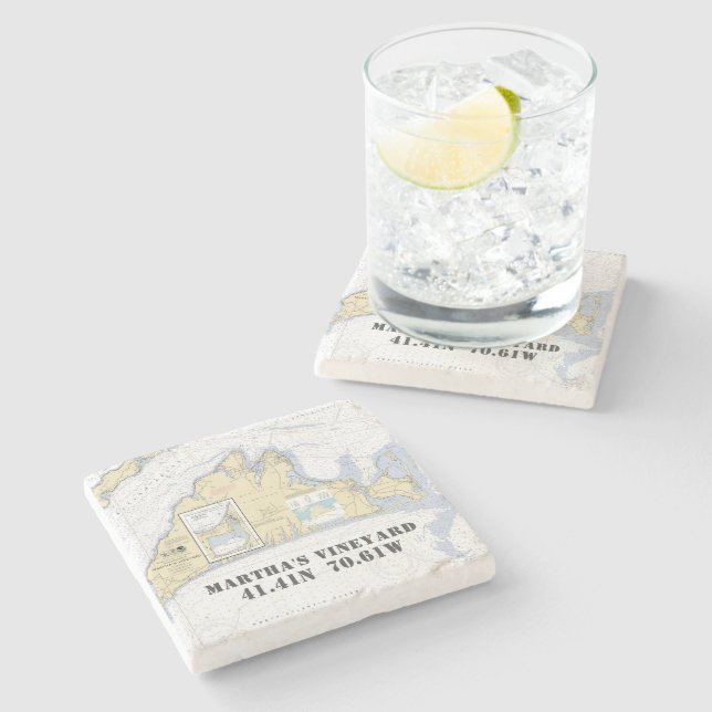 Autentiserat sjökort Martha's Vineyard Nautical Underlägg Sten (Sidan)