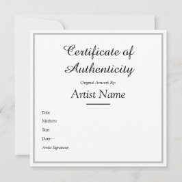 Autentiseringscertifikat för anpassningsbar Square Tack Kort