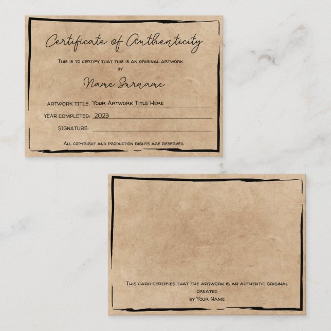 Autentiseringsdiagram genom att lägga till Logotyp Visitkort (Fram/baksida)