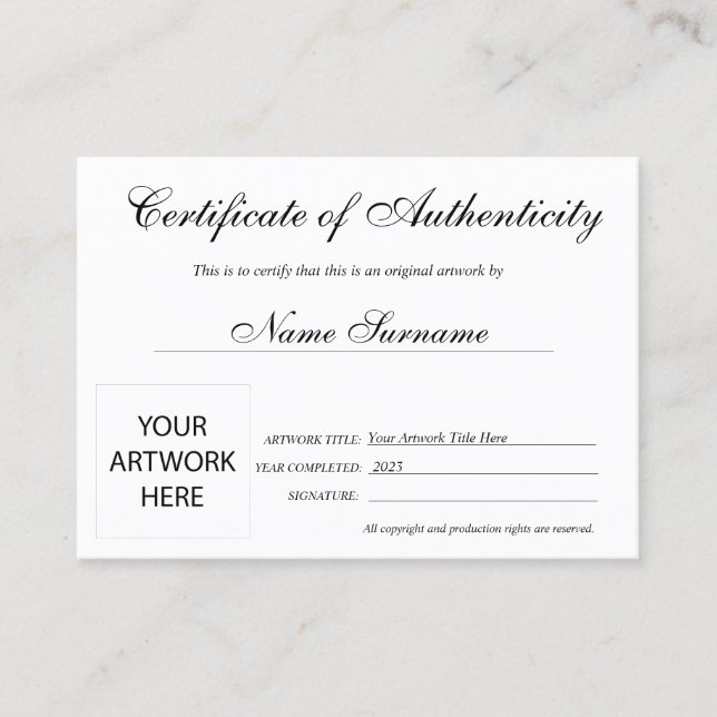 Autentiseringsdiagram genom att lägga till Logotyp Visitkort (Framsida)