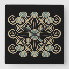 autentisk afrikansk stam ornate fyrkantig klocka