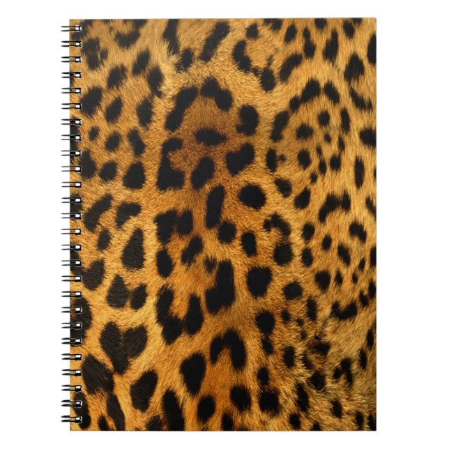 Autentisk anteckningsbok för Leopardpälsstruktur Med Spiral (Framsidan)
