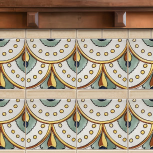 Autentisk Hand Payed Blommigt Majolica Spanien Kakelplatta