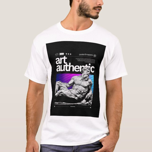Autentisk konst grekisk staty Synthwave herr T Shirt (Framsida)