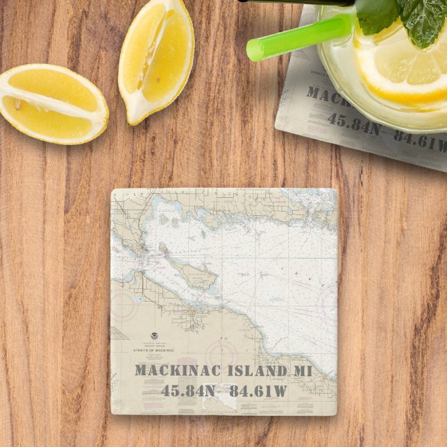 🧭 autentisk Nautical Michigan Mackinac Island Stenunderlägg (🧭 Authentic Nautical Michigan Mackinac Island Stone Coaster
)