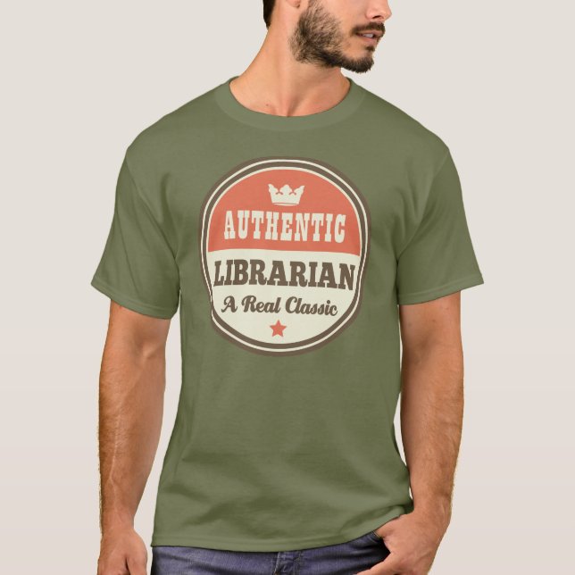 Autentisk rolig) gåva för bibliotekarie ( t-shirt (Framsida)