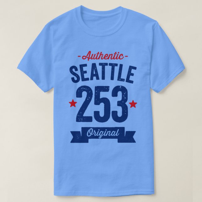 Autentisk Seattle 253 Områdeskod T Shirt (Design framsida)