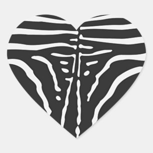Autentisk zebra-utskrift - svart vitt rand hjärtformat klistermärke