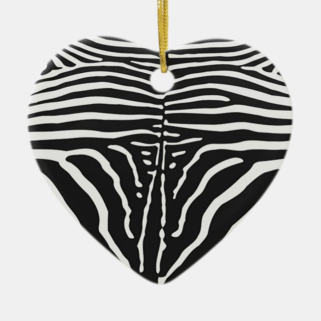 Autentisk zebra-utskrift - svart vitt rand julgransprydnad keramik (Framsidan)