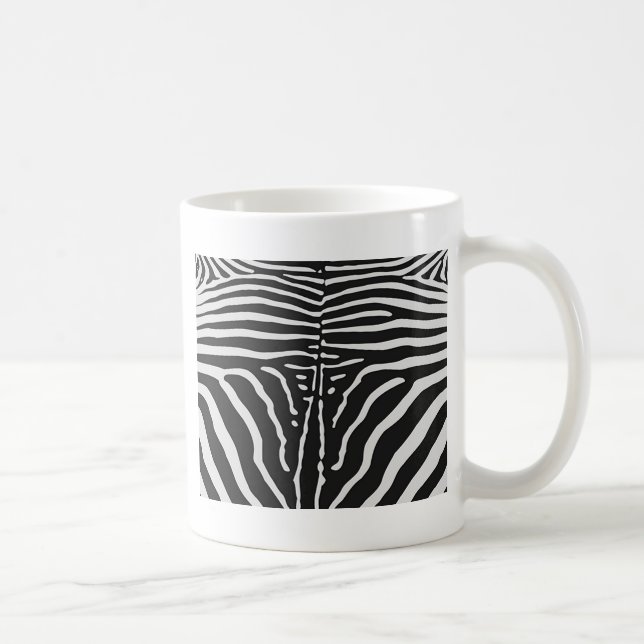 Autentisk zebra-utskrift - svart vitt rand kaffemugg (Höger)