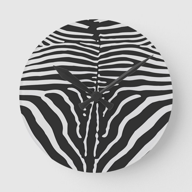 Autentisk zebra-utskrift - svart vitt rand rund klocka (Framsida)