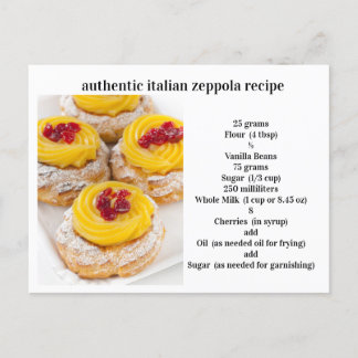 Autentiska italienska Zeppola Recipe Vykort