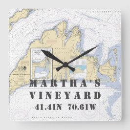 Autentiskt Nautical Chart Martha's Vineyard, MORSA Fyrkantig Klocka