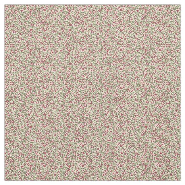 Authentic 1940s Utility Khaki & Burgundy Floral  Tyg (Provkarta)