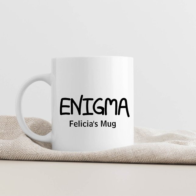 Authentic Black Ink Hand Lettered Wording Enigma Kaffemugg (Skapare uppladdad)