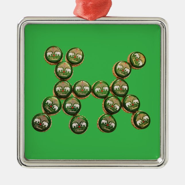 ​🐶 Authentic Chang Beer Cap Dog Julgransprydnad Metall (Framsidan)