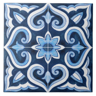 Authentic Handmade Moroccan blue & white Kakelplatta