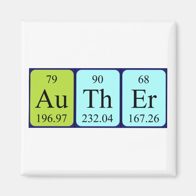 Auther Periodiska bord namn-magnet Magnet (Framsidan)