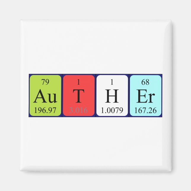 Auther Periodiska bord namn-magnet Magnet (Framsidan)