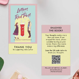 Author Book Review Request Card QR Code Pastel Visitkort