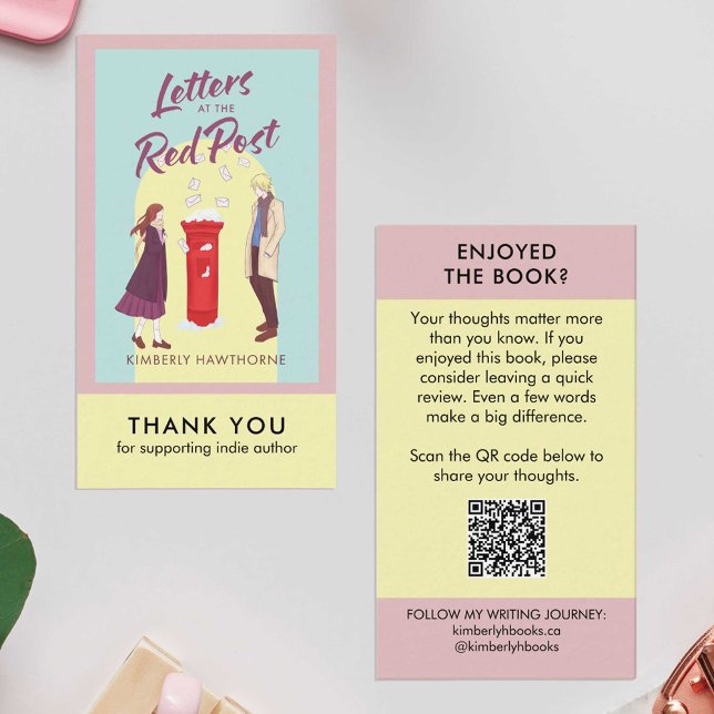 Author Book Review Request Card QR Code Pastel Visitkort (Skapare uppladdad)