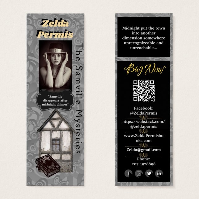 Author Promotion Black Grått Mysemination Litet Visitkort (Framsida & baksida)