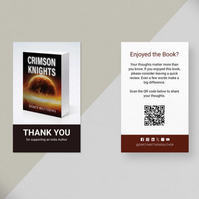 Author Review Request Card QR Code Book Launch Visitkort (Skapare uppladdad)