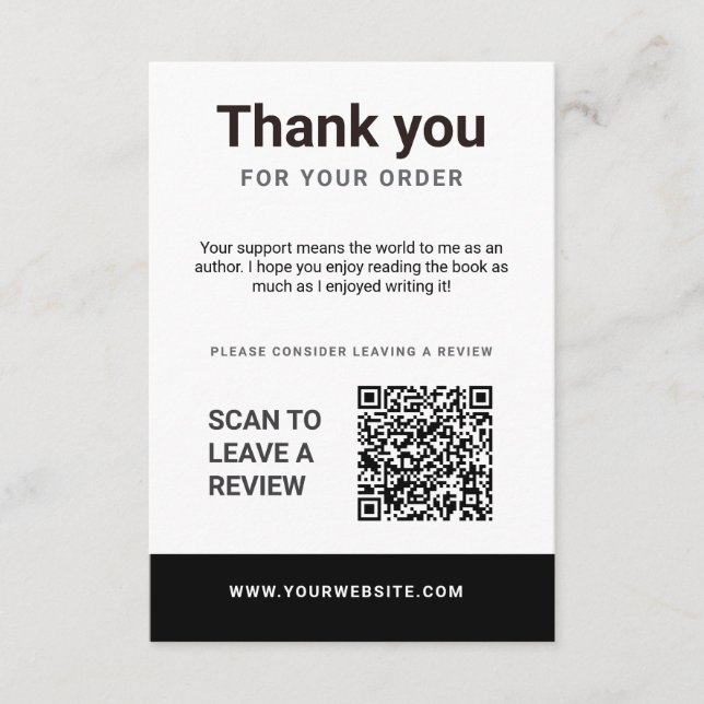 Author Thank You Insert Card Book Review Request Tilläggskort (Framsida)