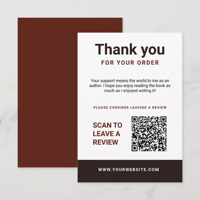 Author Thank You Insert Card Book Review Request Tilläggskort (Fram/baksida)