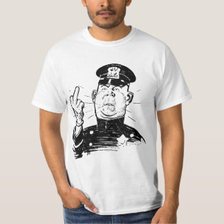 AUTHORITY COP CHARACTER FINGER FLIP T SHIRT