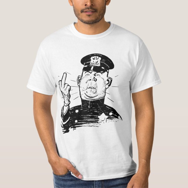 AUTHORITY COP CHARACTER FINGER FLIP T SHIRT (Framsida)