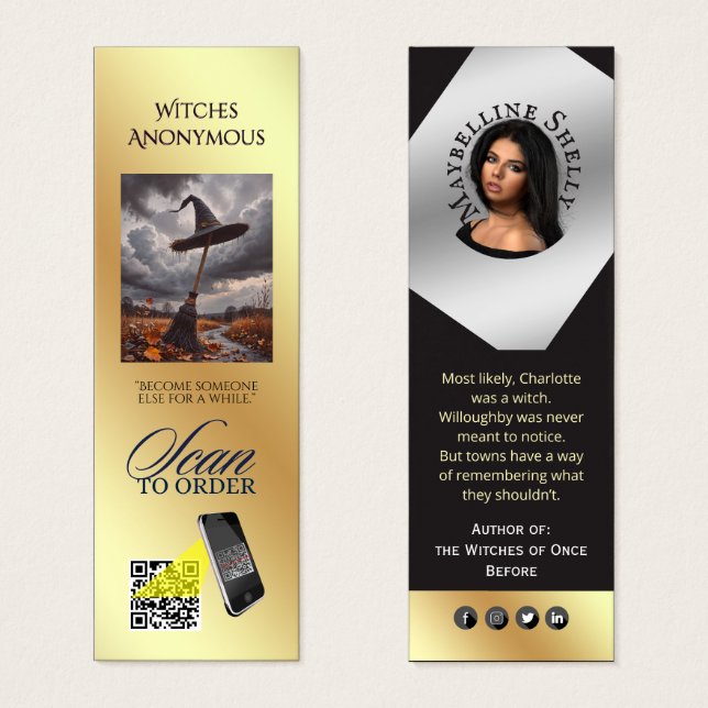  Author's Promotional Rose Gold Bookmarks Litet Visitkort (Framsida & baksida)