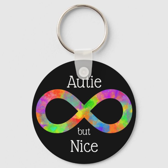 Autie but Nice Autism/ Neurodiversity/ Punny Nyckelring (Framsida)
