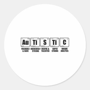 AUTISK Au TI S TI C Periodiska Bord i Inslag A Runt Klistermärke
