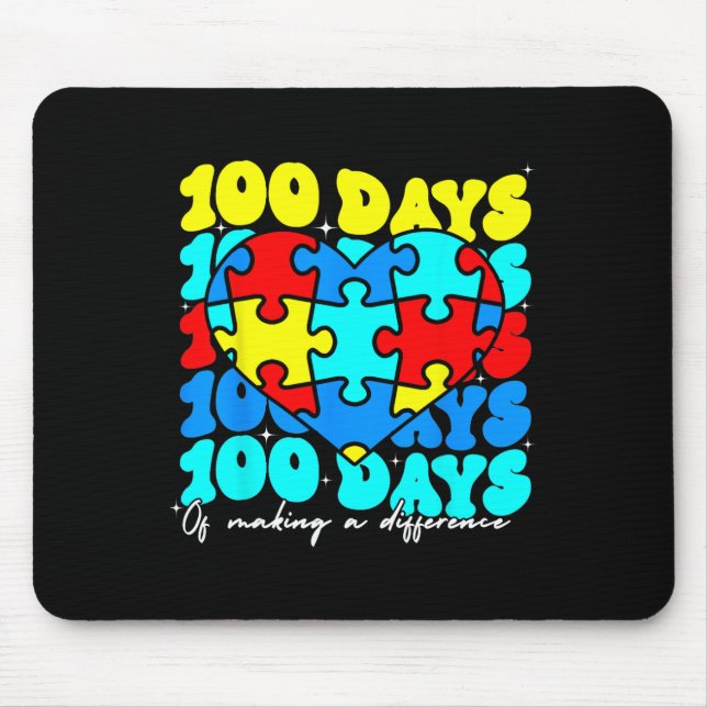 Autism 100 dagar 100-dagarsdag för skollärarautism musmatta (Framsidan)